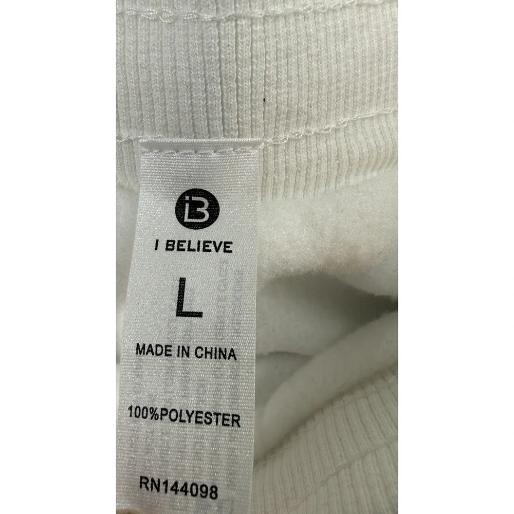 I Believe White Quilted Snow Pants Women's L